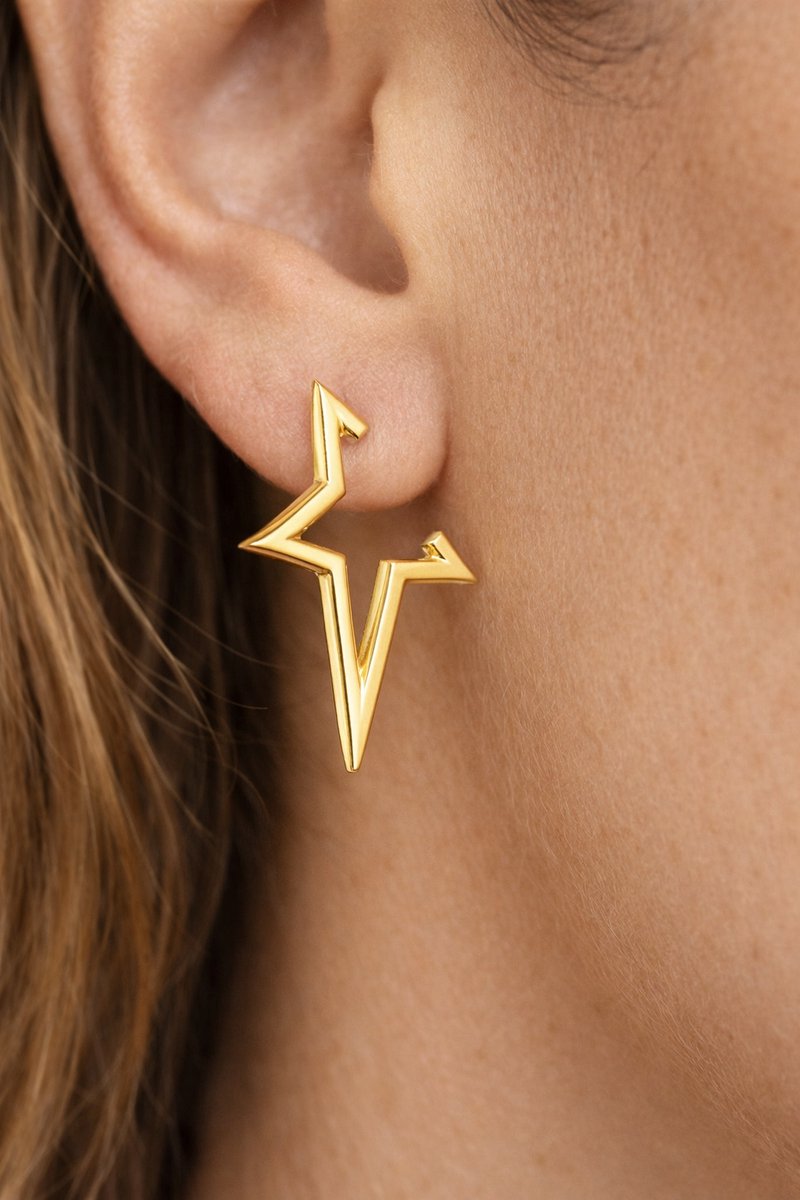 Lundholm Gold Plated Luxe Oorbellen Dames Ster Jewellery - Hypoallergeen & Waterproof - Premium Stainless Steel - Celine Serie - Vrouwen Cadeautjes - My Scandinavisch Design