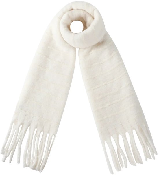 Vero Moda - Zachte geruite bouclé sjaal in crème en bordeauxrood Vero Moda - Zachte geruite bouclé sjaal in crème en bordeauxrood