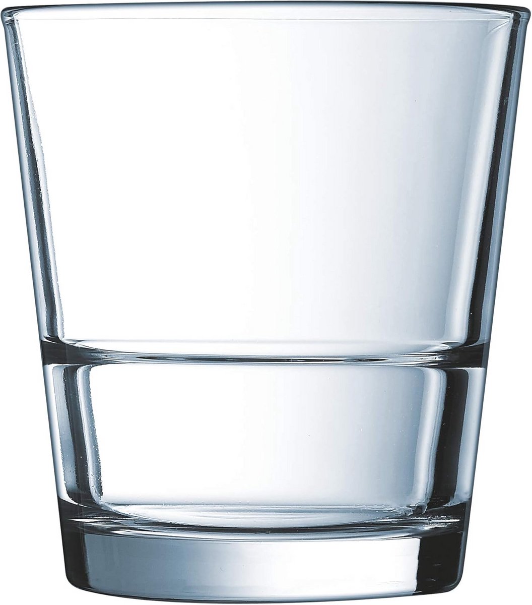 Set van 6 stevige whiskyglazen 320 ml stapelbaar transparant glas