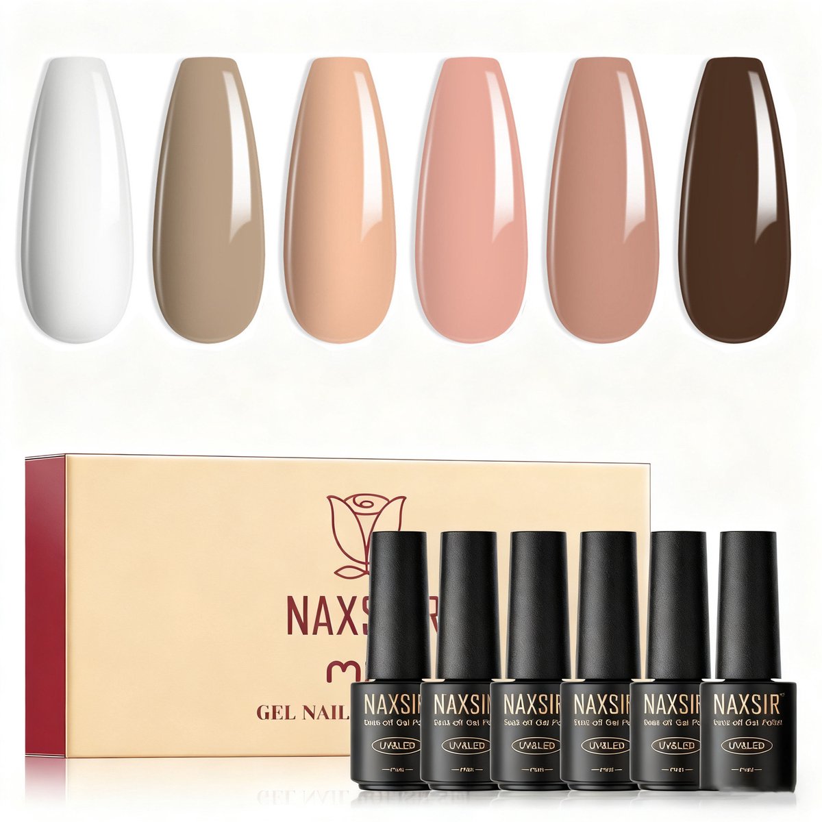 NAXSIR 6-kleuren Gel Nagellak Set - Beginnersvriendelijk, Langdurig en Krimpvrij - Perfect voor Thuismanicure