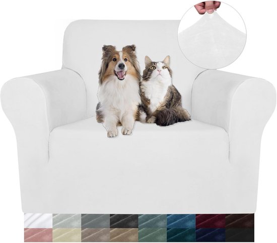 CYCMACO Fluwelen Stretch Bankhoes 4 Zits, Universele Bankhoezen Voor Woonkamer, Elastische Sofahoes Met Armleuningen, Krasbestendig Meubelhoes Voor Huisdier Honden Kat, Khaki
