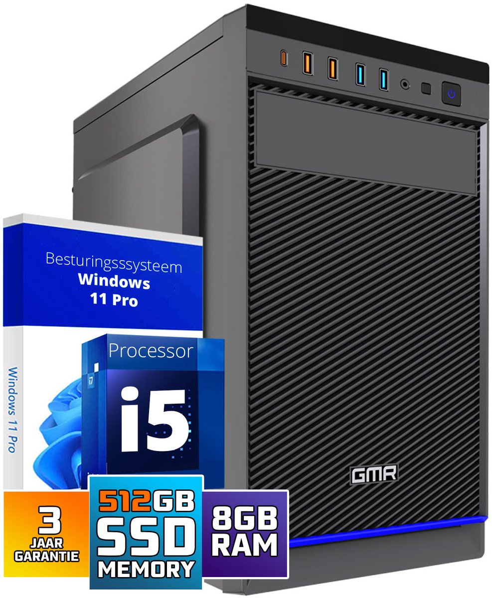 Desktop Computer Intel Core i5 | 8GB RAM | 512GB SSD | Windows 11 Pro | WiFi | DVD-RW | Office PC | Werkcomputer | Zakelijke Computer | Thuiswerk Computer | Thuiswerk PC | Studie Computer | Kantoor PC | Inclusief Microsoft Office | 3 Jaar Garantie