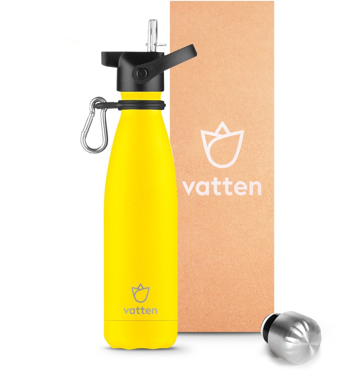 Vatten® Drinkfles RVS - 500 ml - Felgeel - Waterfles - Isoleerfles - Thermosfles