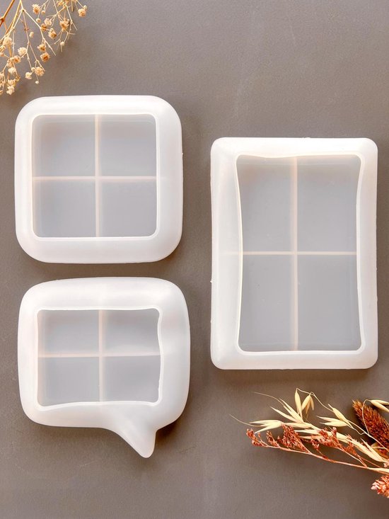 Siliconen Mallen - Set van 3 schaaltjes | rechthoek | vierkant | Epoxy | Jesmonite | Gips