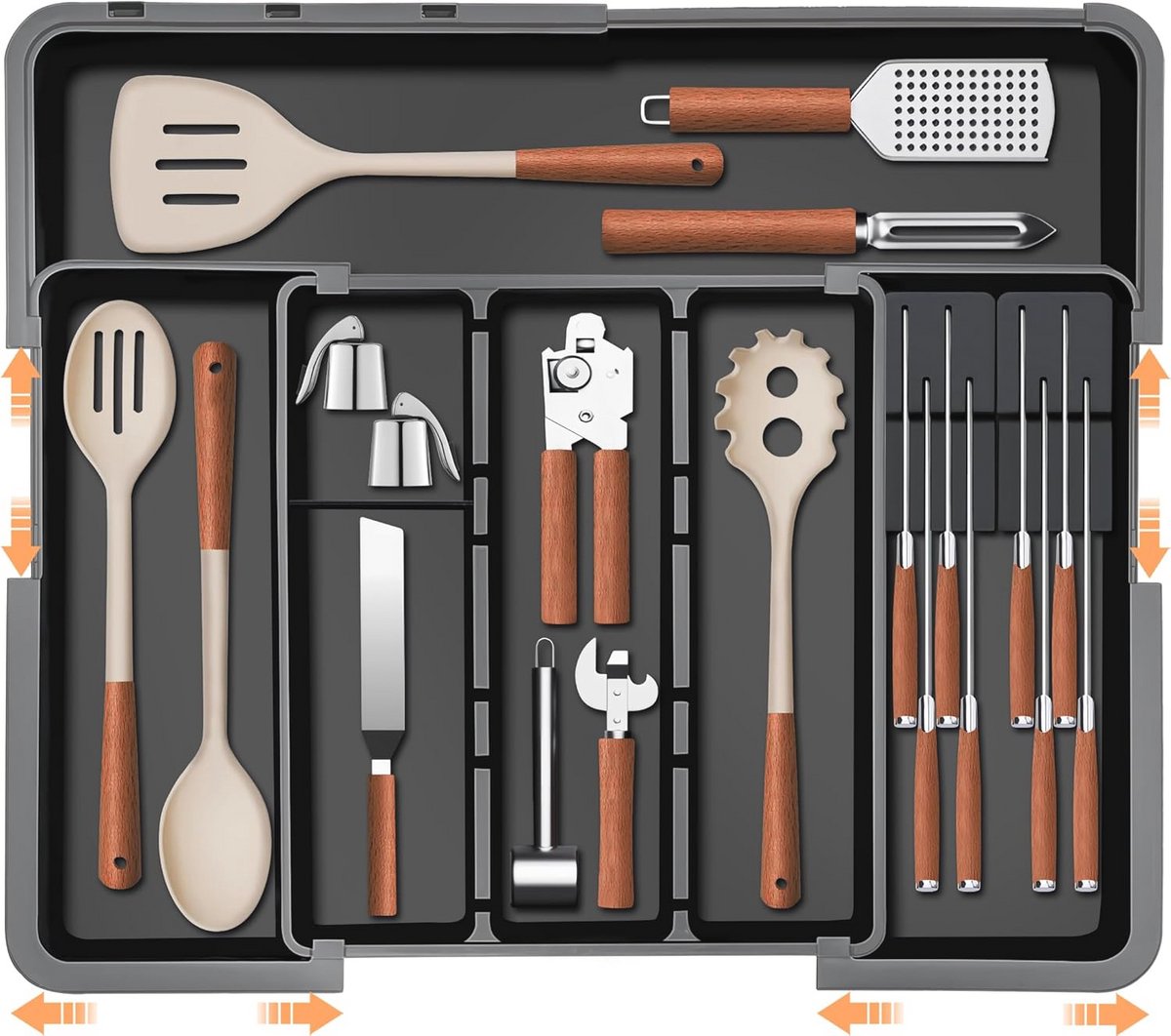 Uitbreidbare organizer voor keukenlade - Perfecte opberging van bestek en keukengerei