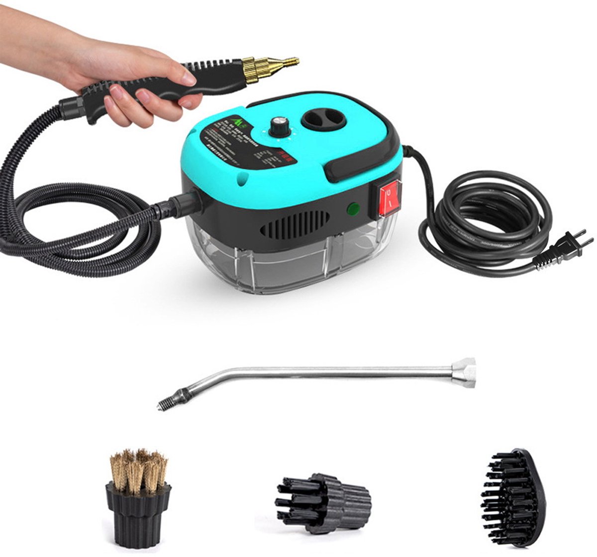 Stoomreiniger 105 °C - Stomer voor o.a. Keuken & Badkamer & BBQ & Ramen - Handstoomreiniger Schoonmaak - 2500W Stoomapparaat Reiniger - Handstomer - Blauw Steam Cleaner Stoom - Reinigingsmachine - Draagbare Vlekkenreiniger