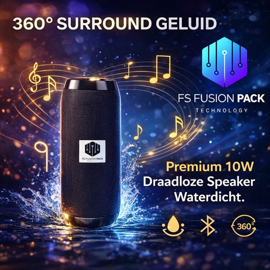 Premium 10W Wireless Speaker Waterproof FS Fusion Pack TG117 Draagbare Bluetooth Speaker - Waterproof IPX7 - Super Bass - USB/TF/FM - Outdoor Wireless Speaker - 10W - 1200mAh - Zwart- 2026-Cadeau van Merkloos — afbeelding 4