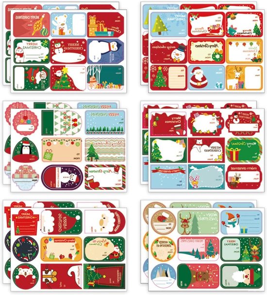 1000 stuks kerststickers, zelfklevende kerststickers, rol kerststickers voor kerstkaarten, scrapbooking, envelop, cadeauzakjes