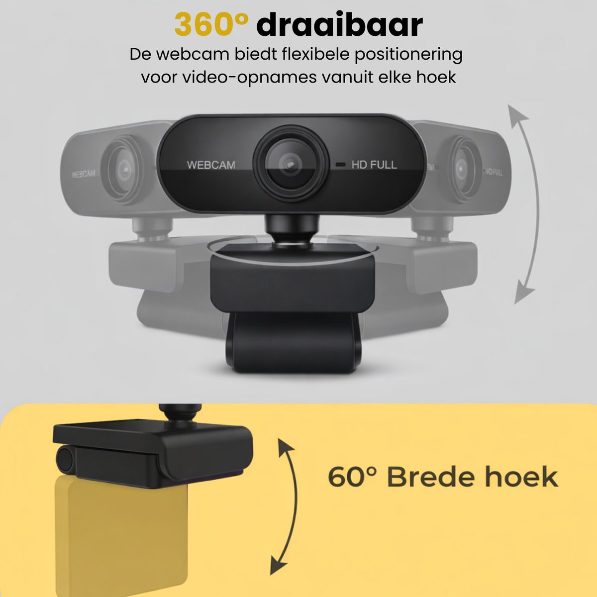 Clerby Webcam 1080P Full HD met Microfoon voor PC/Laptop thumbnail 2
