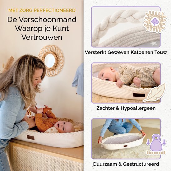 Yunioo luxe aankleedkussen - XL verschoonmand met gratis reismatje, zacht matras en waterafstotende hoes - ontwikkeld in NL - steun een goed doel - mozes mand - baby changing basket Yunioo luxe aankleedkussen - XL verschoonmand met gratis reismatje, zacht matras en waterafstotende hoes - ontwikkeld in NL - steun een goed doel - mozes mand - baby changing basket