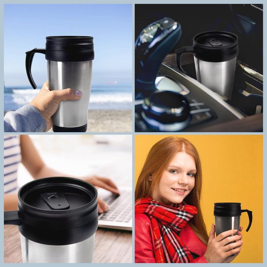 RVS Thermomok 400ml - Isolerende Koffiemok - Lekvrije Drinkbeker voor Onderweg — afbeelding 4