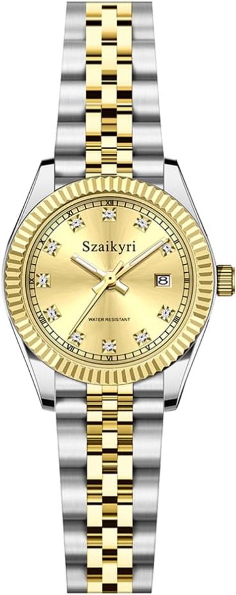 Klassiek Dameshorloge met RVS Band en Kalender - Stijlvol en Elegant