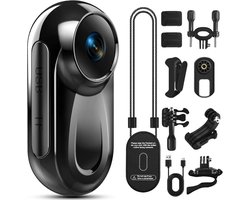 Mini bodycamera 1080P, 512 GB duimformaat vlogcamera voor handsfree opnemen, draagbare actiecamera met 360° draaibare clip en magnetische clip, draagbare videorecorder voor reizen/motorrijden – zwart (SD-kaart niet inbegrepen)