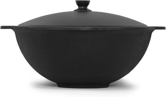 Traditionele Gietijzeren Kazan 12L met Aluminium Deksel en Schuimspaan - Perfect voor Buiten Koken en Grillen — afbeelding 5