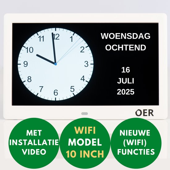 5 Alarmtijden Afstandsbediening WiFi-weerstation, 10 Inch Digitale Klok Met 5 Wekkers, Afstandsbediening, Ondersteuning Voor Het Uploaden Van Foto's, Muziek En Video's, Voor Senioren (zwart) ( EU-stekker WiFi Weerstation Klok