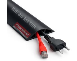 Floordirekt Kabelgoot Cable Guard - 1,8 m Zwart - Kabelbescherming Voor op de Vloer - Met Antislipoppervlak - PVC-kabelbrug Voor 2 Kabels (Ø Tot 8 mm) - Effectieve Bescherming Tegen Struikelen - Flexibel & Op Maat te Knippen