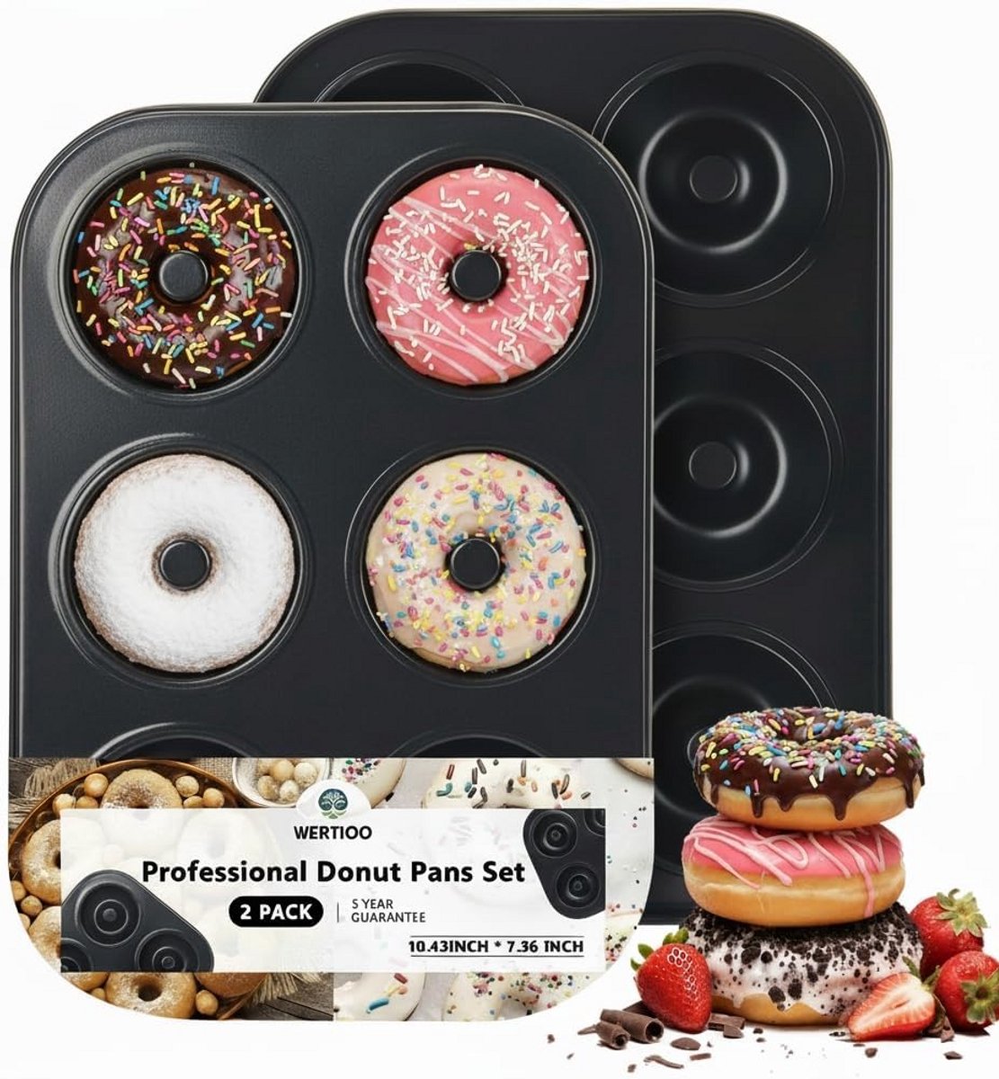 Donut Pannen 2 stuks - Anti-aanbak 6-holte Bakpan voor Donuts, Bagels & Cake