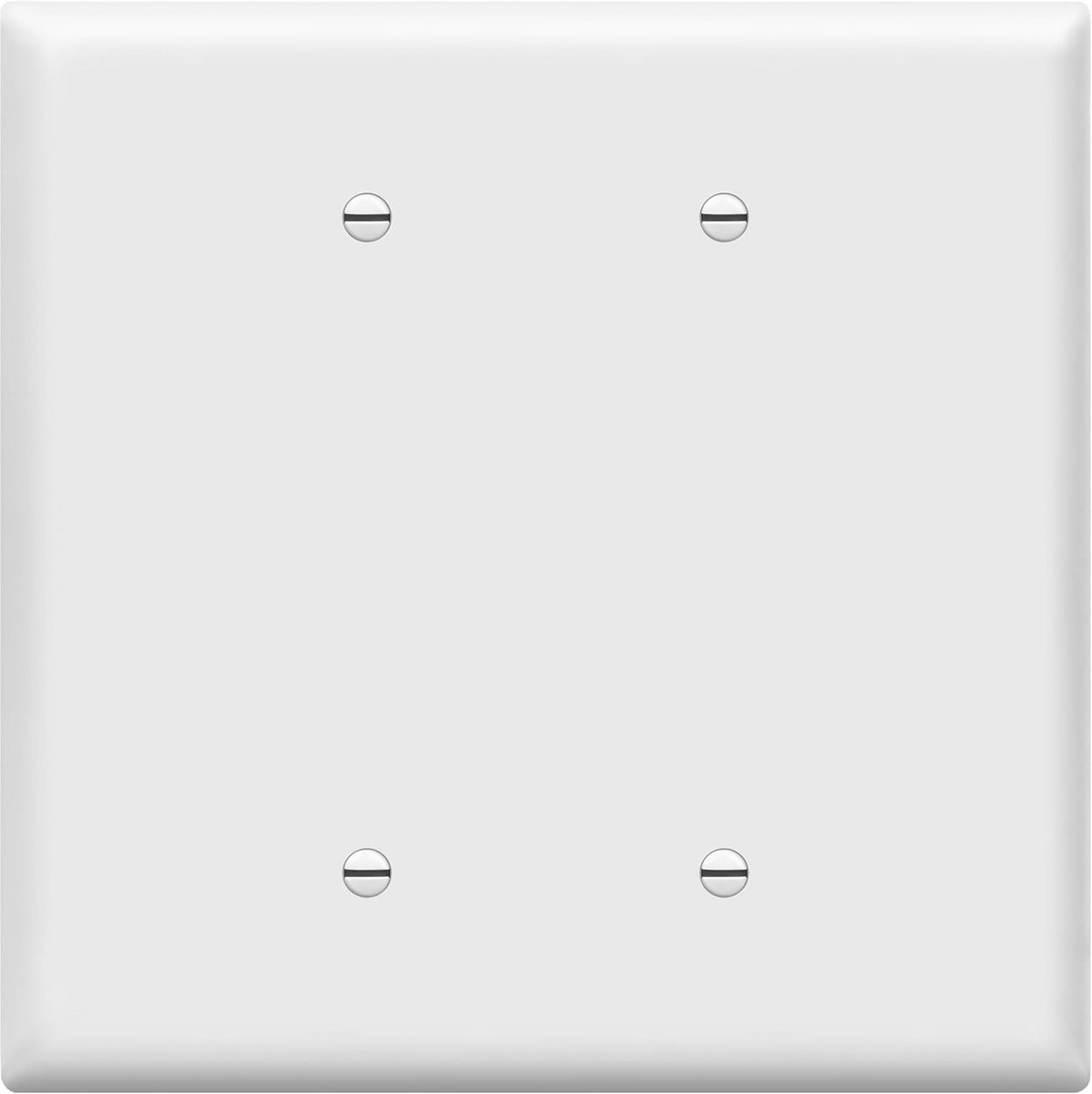 Dubbele Blindstop Contactdoosplaat 2-Polig 5,5" x 5,5" Onbreekbaar Polycarbonaat UL-gecertificeerd Wit