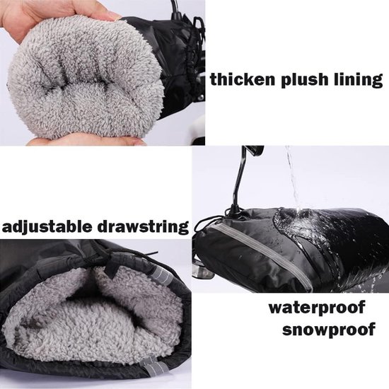 Gants Moto Hiver – Moufles Imperméables Réfléchissantes Pour Scooter, Vélo, Anti-vent Et Chaudes