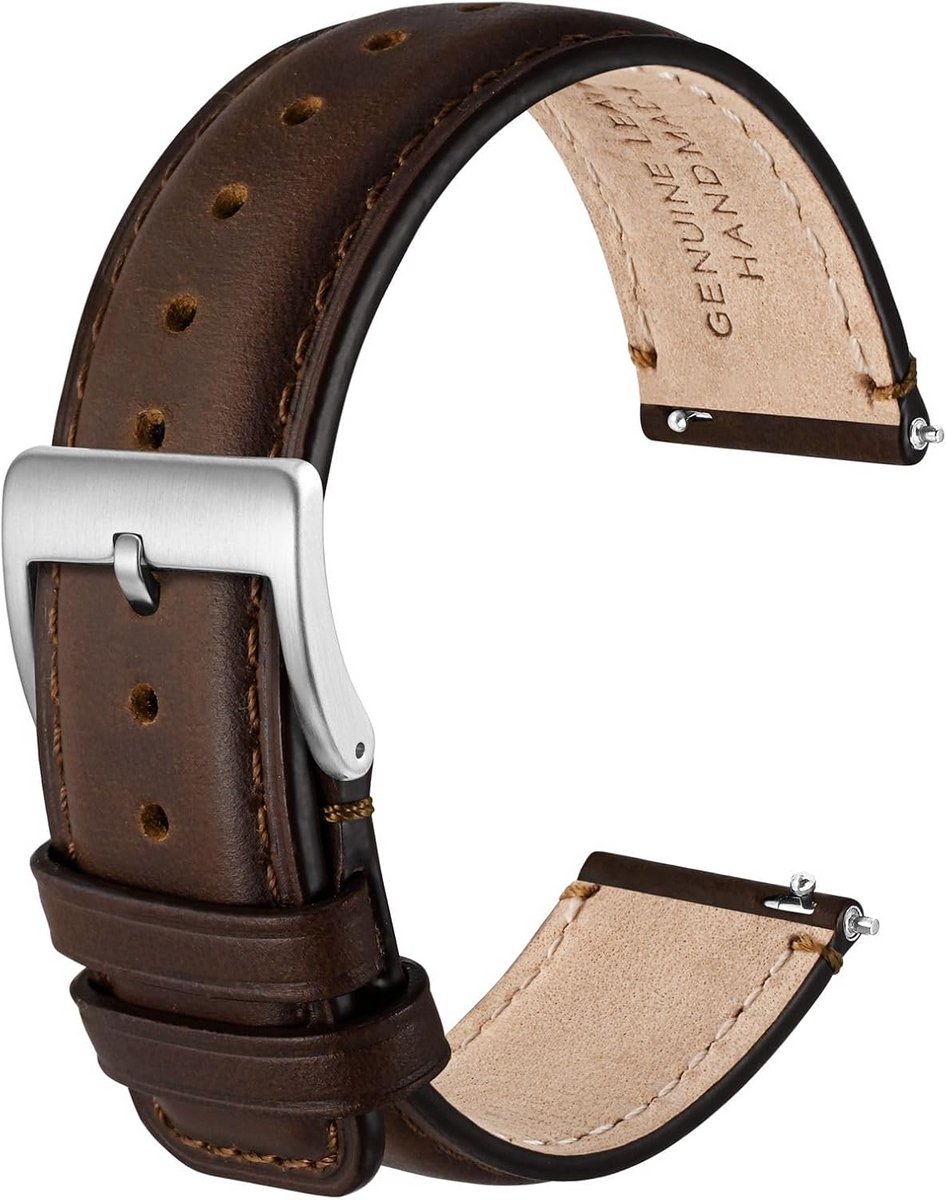 Leren Horlogeband met Snelsluiting - Verschillende Maten (18mm tot 24mm)