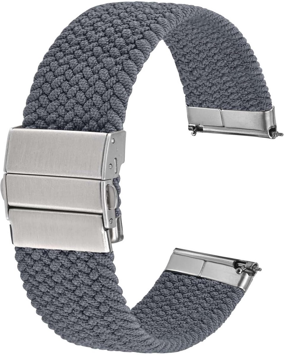 Elastische Gevlochten Nylon Horlogeband met Snelsluiting - Diverse Maten en Kleuren