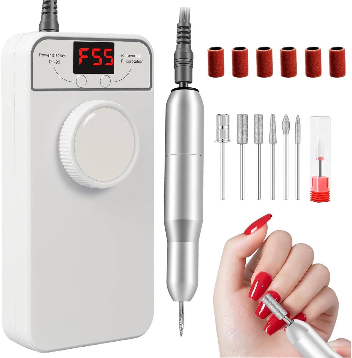 18000RPM Professionele Elektrische Nagelfrees - Oplaadbare Draadloze Draagbare Nagelfrees Met Bits - Acryl Gel Nagels Manicure Pedicure Nagelkunst Gereedschap - Thuis Salon Nageltechniek Sieraad Accessoire - Effici毛nte Precise Nagelverzorgingsmachine