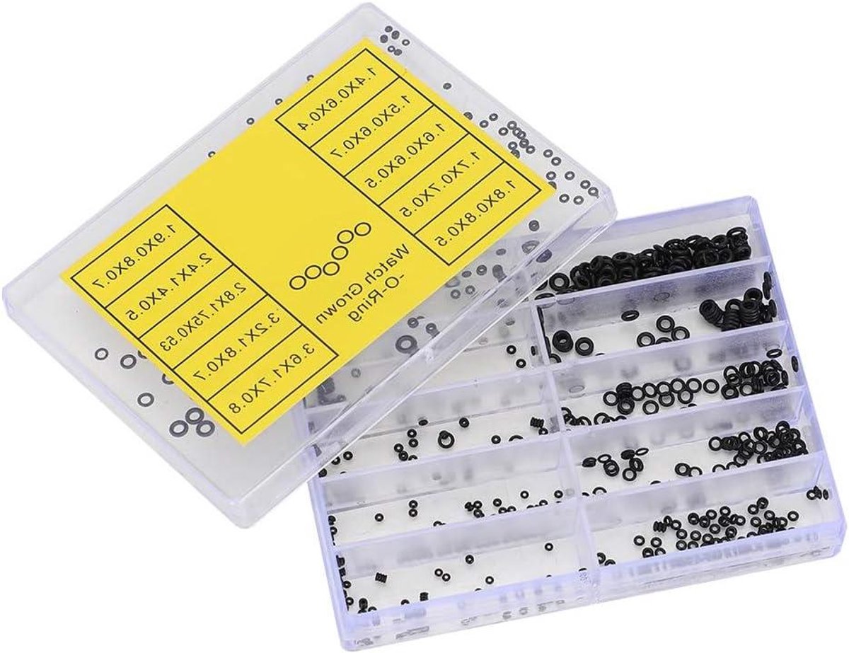 Horloge reparatie set: 500 stuks waterdichte siliconen O-ring afdichtingen. Ideale assortiment voor horlogemakers.