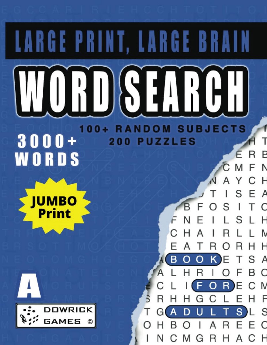 Grote Print Woordzoeker Boek voor Volwassenen: Meer dan 100 Onderwerpen, 200 Puzzels