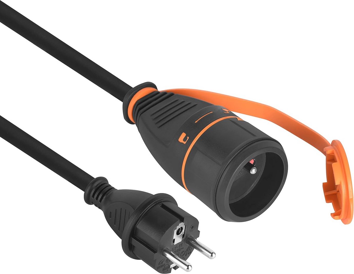 Verlengkabel 5 m met Vergrendelingssysteem - IP44 Rubber H07RN-F 3G1,5 mm
