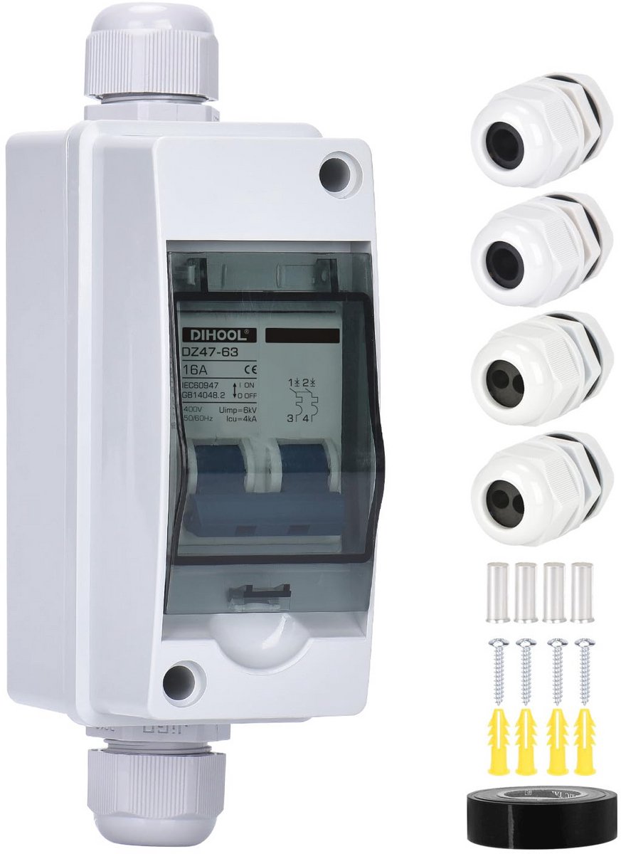 Bipolaire Miniatuur Automaten met IP65 Waterdichte Verdeldoos - 16A