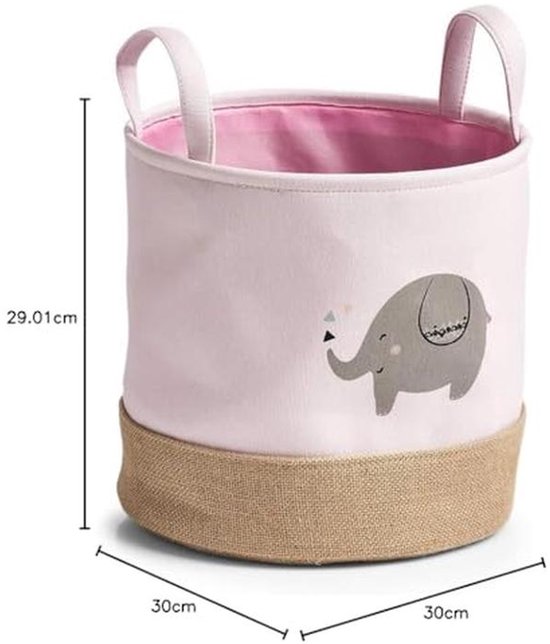 Opbergmand Olifant voor Kinderen - Roze Polyester/Jute Ø 30 x 29 cm — afbeelding 2