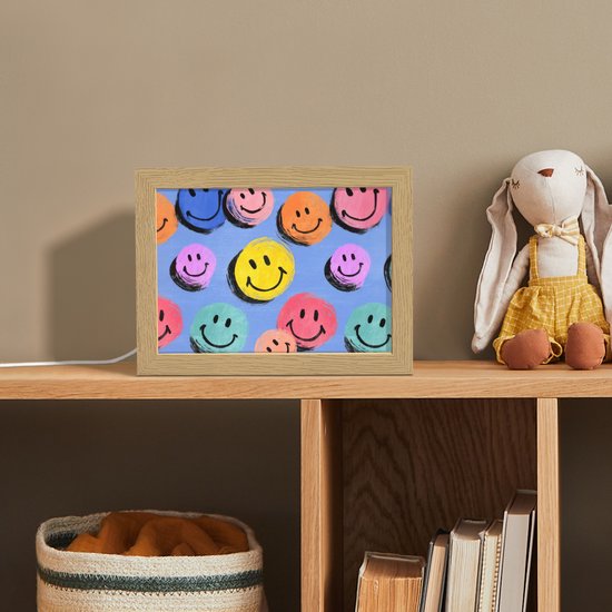 Nachtlampje 20x15 cm - Kinder lampje - Smileys - Kleurrijk - Tafellamp kinderkamer - Slaapkamer lamp - Bedlamp kinderen - Kinderlampje stopcontact - Wandlamp babykamer - Nachtlampjes van Merkloos — afbeelding 3