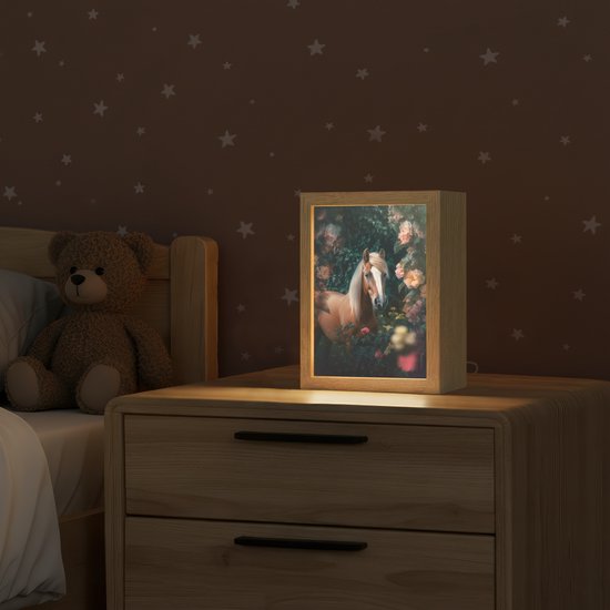 Nachtlampje 15x20 cm - Kinder lamp - Paard - Natuur - Bloemen - Bos - Dieren - Tafellamp kinderkamer - Slaapkamer lamp - Bedlamp kinderen - Kinderlampje stopcontact - Wandlamp babykamer - Nachtlampjes van Merkloos — afbeelding 2