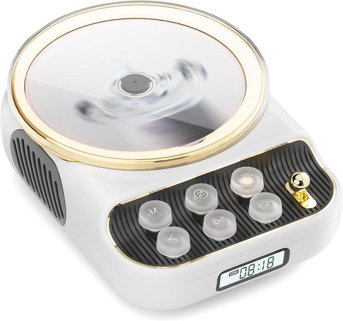 Draagbare 4-in-1 CD-speler met Bluetooth, FM-radio en dimbaar nachtlampje