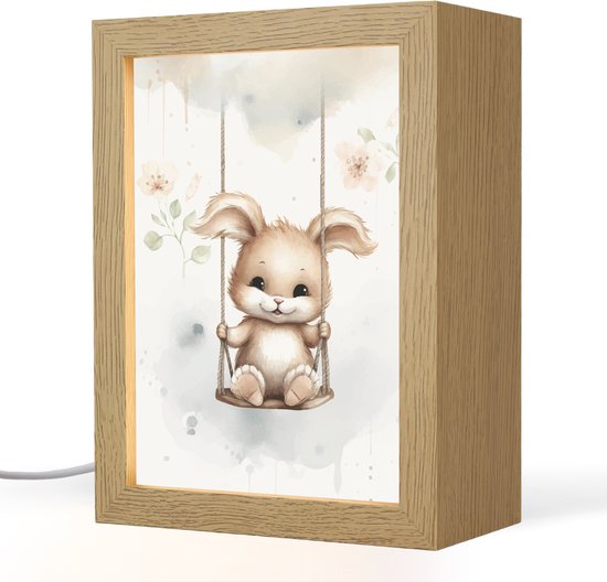 Veilleuse 15x20 cm - Lampe Kinder - Lapin - Animal bébé - Enfants - Lampe de table chambre d'enfant - Lampe de chambre - Lampe de chevet enfants - Petite lampe prise murale - Lampe murale chambre bébé - Veilleuses
