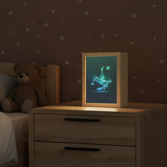 Nachtlampje 15x20 cm - Kinder lampje - Voetbal - Voetballer - Jongen - Zwart - Tafellamp kinderkamer - Slaapkamer lamp - Bedlamp kinderen - Kinderlampje stopcontact - Wandlamp babykamer - Nachtlampjes van Merkloos — afbeelding 2