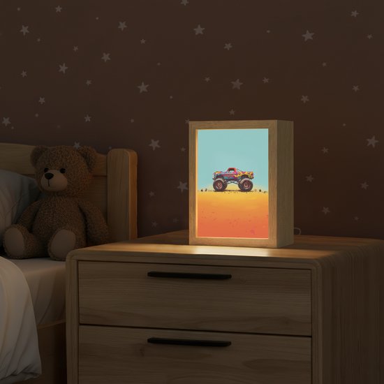 Nachtlampje 15x20 cm - Kinder lampje - Monstertruck - Graffiti - Jongens - Auto - Tafellamp kinderkamer - Slaapkamer lamp - Bedlamp kinderen - Kinderlampje stopcontact - Wandlamp babykamer - Nachtlampjes van Merkloos — afbeelding 2