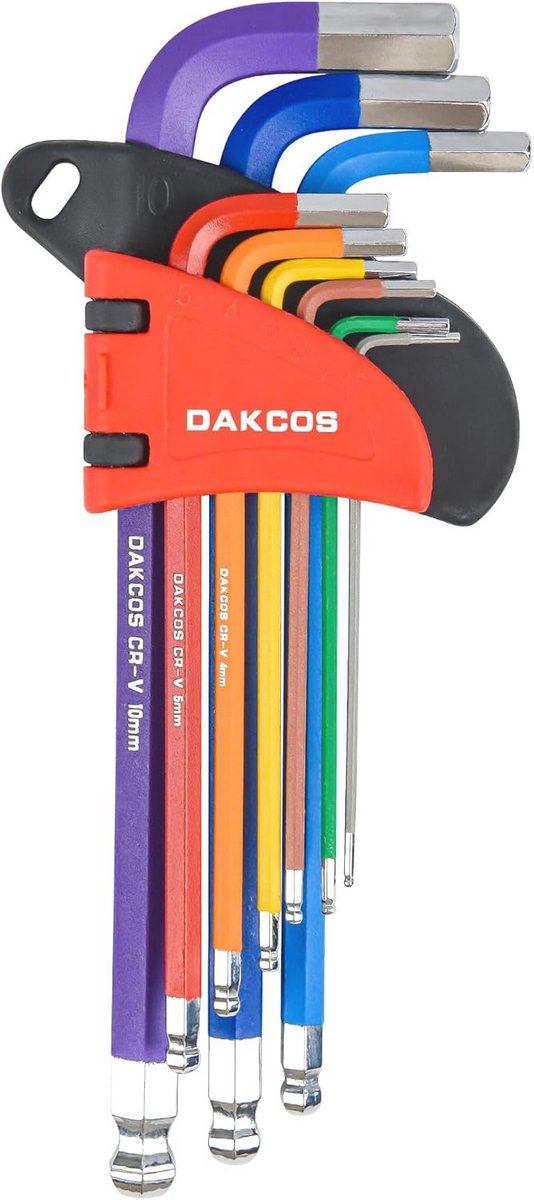 Inbussleutelset 9-delig met kleurcodering van 1,5 mm tot 10 mm