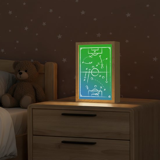 Nachtlampje 20x30 cm - Kinder lampje - Voetbal - Tactiek - Spel - Groen - Blauw - Tafellamp kinderkamer - Slaapkamer lamp - Bedlamp kinderen - Kinderlampje stopcontact - Wandlamp babykamer - Nachtlampjes van Merkloos — afbeelding 2
