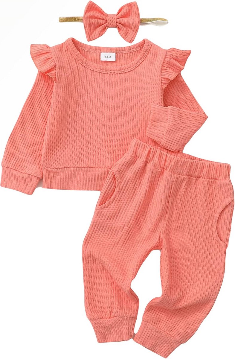 Schattige Katoenen Babykleding Set voor Meisjes met Bloemenprint - 0-18 Maanden