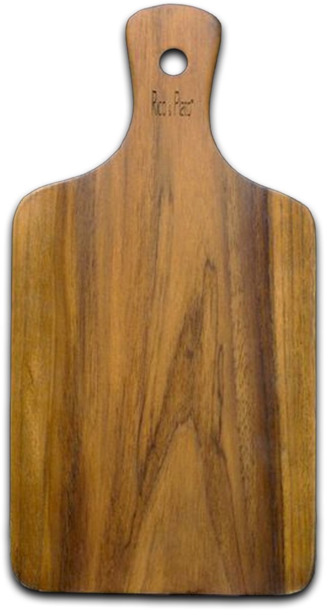 Rico & Plato Tapas plank 'Jeff' 37cm x 19cm - Ontbijtplank - Snijplank met handvat - Vervaardigd uit gecertificeerd Teakhout