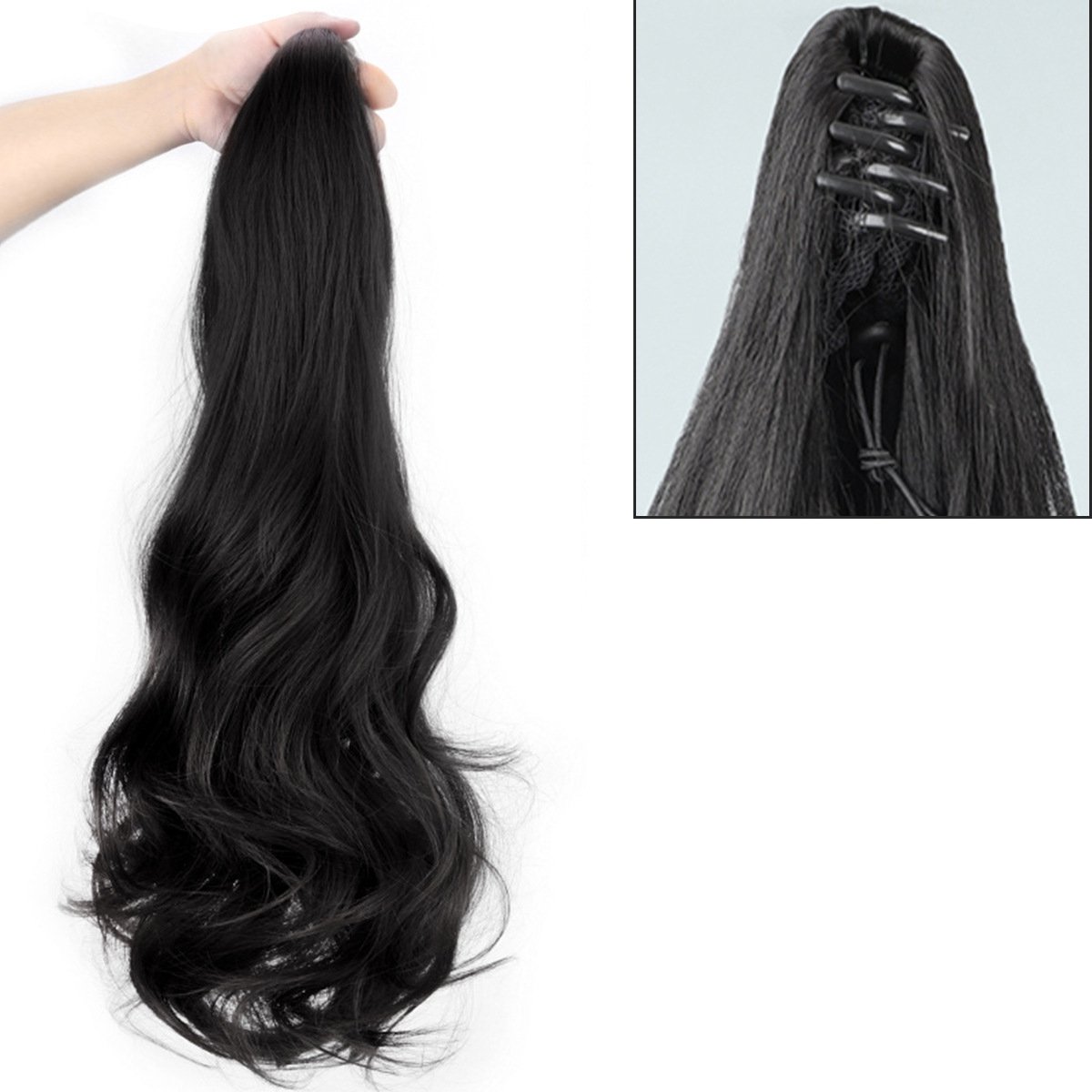 Nepstaart Ponytail Haarextensie met Haarklem – Nep haar voor vlechten - Kunsthaar – Zwart – 60 cm