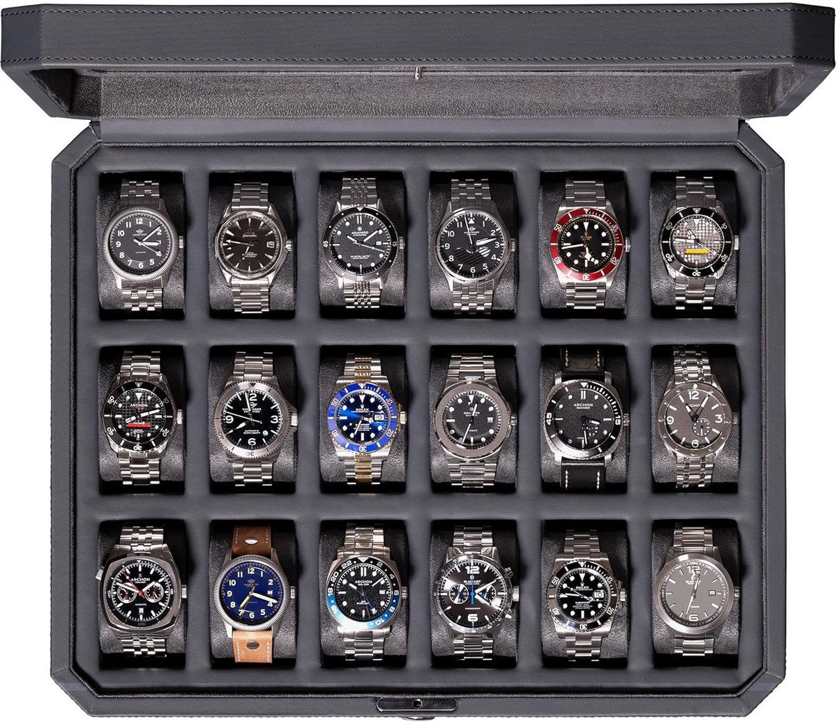 Luxe Horlogedoos voor Mannen - Opbergkoffer voor 12 Horloges met Afsluiting