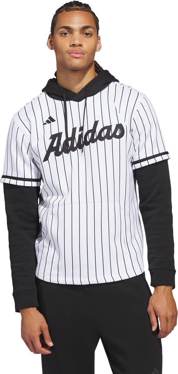 Adidas Performance Adidas Dugout Pinstripe Shirt Met Capuchon - Heren - Wit