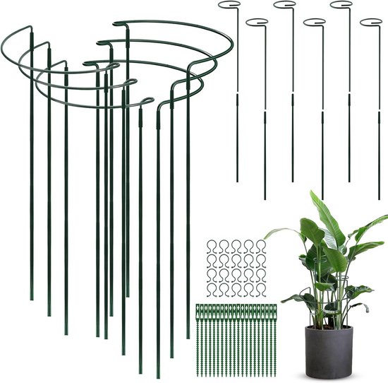 10 Stuks Verstelbare Plantensteunstokken – 33 Cm, Glasvezel, Met Clips – Anti-kantel, Stapelbaar, Roestvrij – Voor Orchideeën, Rozen, Pioenen, Monstera, Binnen & Buiten