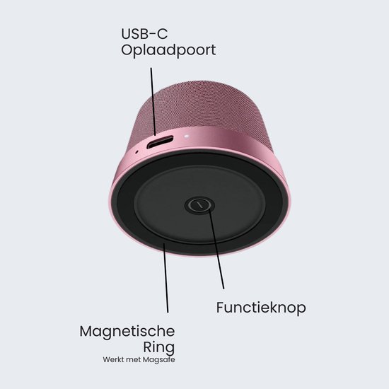 NÖRDIC Magnetische Luidspreker - Bluetooth 5.3 - 3W - TWS Stereo - Geschikt voor Tablet & Smartphone - Roze van NÖRDIC — afbeelding 2