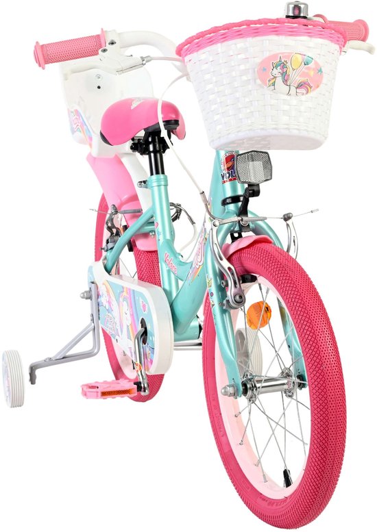 Volare Unicorn Kinderfiets - Meisjes - 16 inch - Groen - Twee Handremmen van Volare — afbeelding 2
