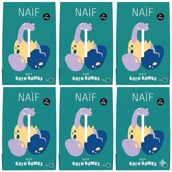 Naif Kids- Bruisballen- Multipack- Kind 3+- Bruisend Badplezier- 0% SLES- Dermatologisch Getest- 6 pack