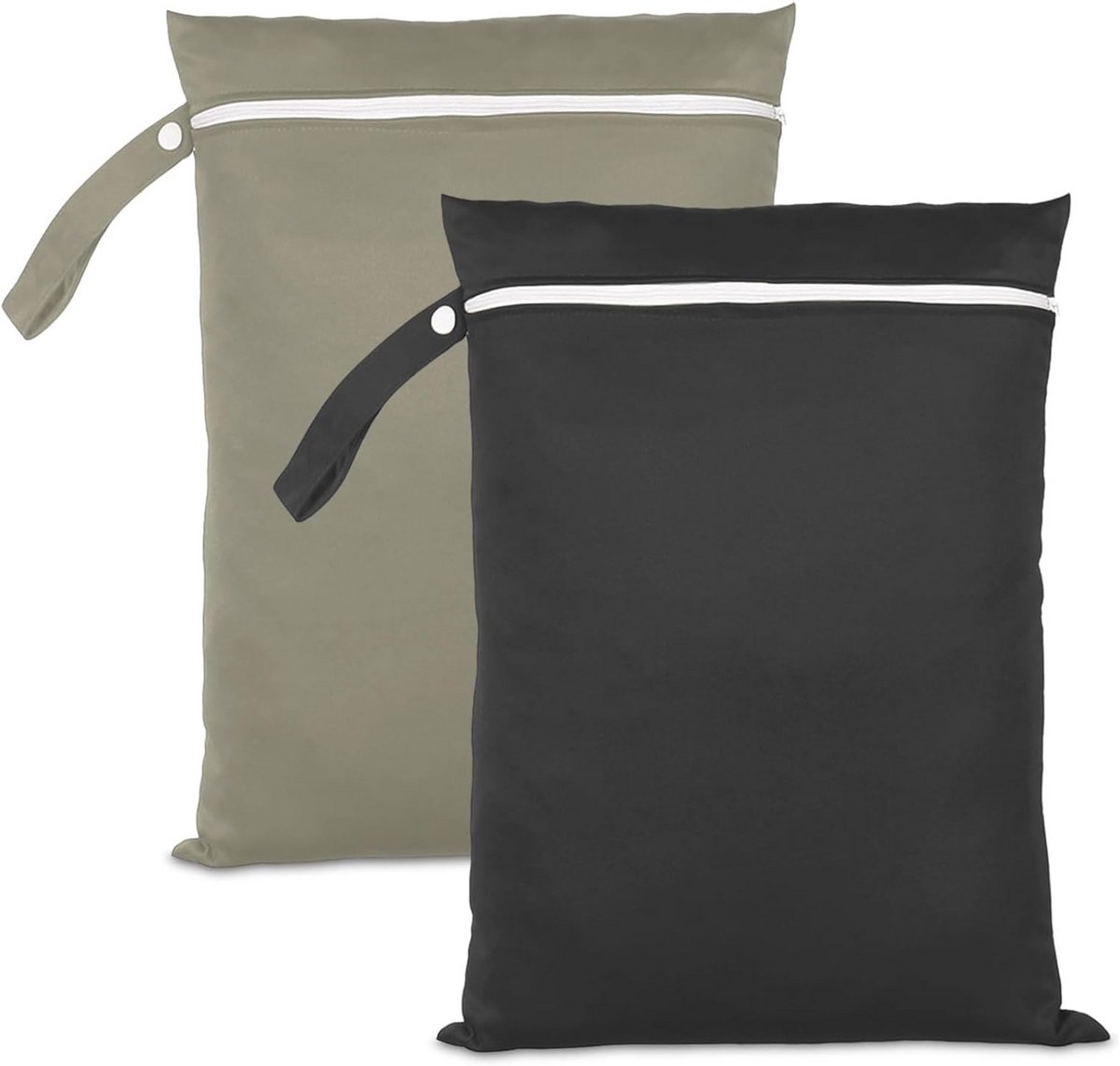 2x Waterdichte Opbergzakken 40x30 cm Zwart & Groen - Herbruikbare Waszakken voor Zwemkleding, Strand en Vakantie