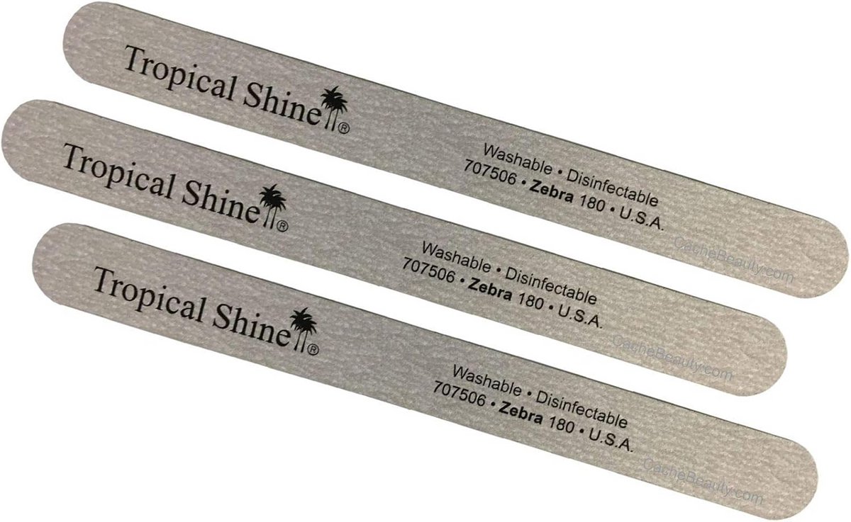 180 Grit Zebra Nagelvijlen - Wasbaar & Desinfecteerbaar - Medium Schuurkracht (3 Stuks)